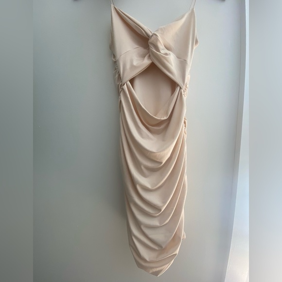 Oh Polly Focus On Me Cut Out Ruched Mini Dress in Ivory - Picture 5 of 5